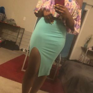 Turquoise/Mint Split skirt